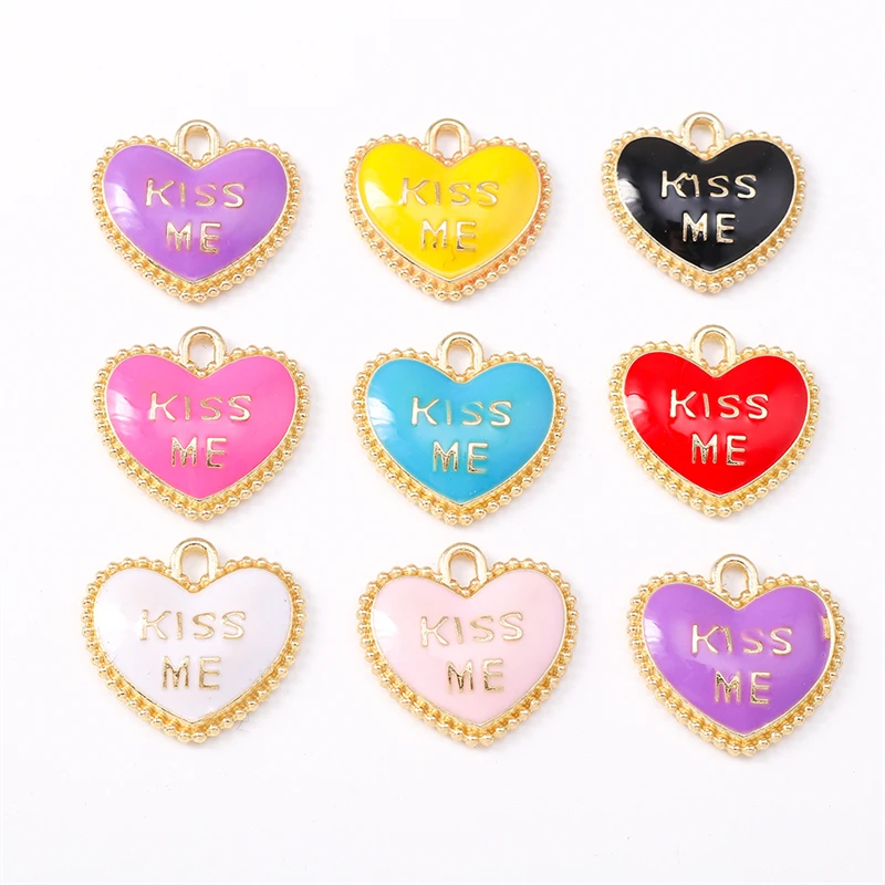 Duarte 20 Teile/los Nette Emaille Liebe Herz Charms Anhänger für Schmuck Machen Tropfen Ohrringe Halsketten Armbänder DIY Handwerk Liefert – Detail 2