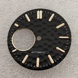 Hammered Texture 28.5mm Watch Dial with Green Luminous Accents (Black Gold)