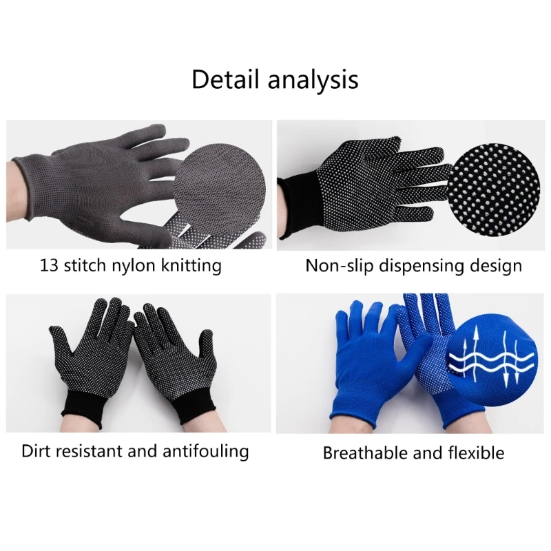 12 Pair Dotted Nylon Work Gloves Single Sided Dotted Working Gloves with Grip G99D 5