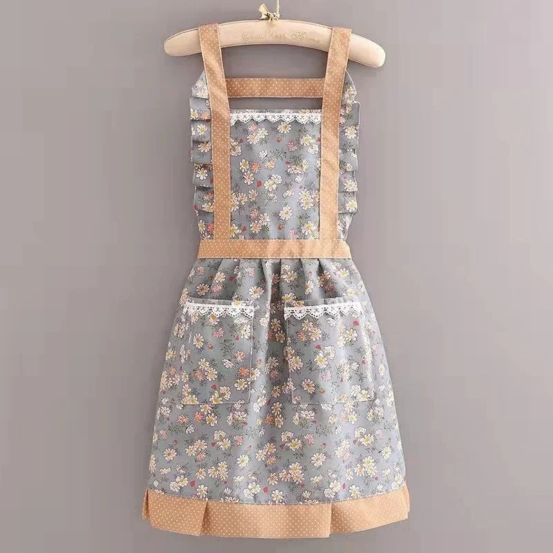 Cute Apron with Pocket Anti-fouling Grease Proofing Apron Breathable Cleaning Sleeveless Aprons Home Kitchen Cooking Accessories