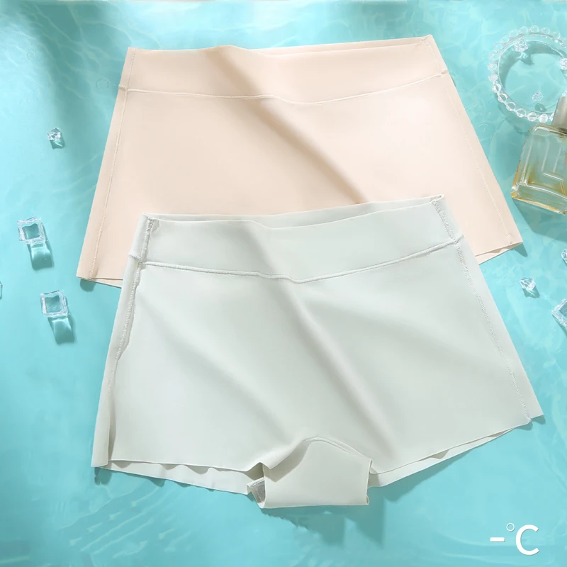 Seamless Women Safety Short Pants Nylon Panties Mid Waist Girls Panty Emptied Boyshorts Boxers Ice Silk Cool Female Underwear safety shorts seamless panties safety pants