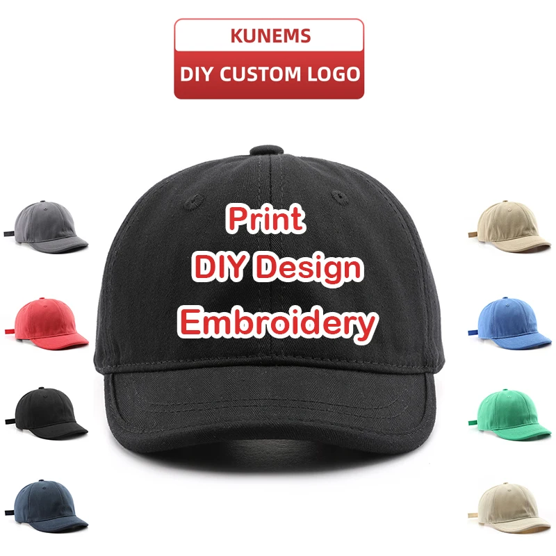 

KUNEMS Пользовательские DIY логотип кепки модные короткие поля бейсболка шляпа с вышивкой Солнцезащитная шляпа унисекс оптовая продажа