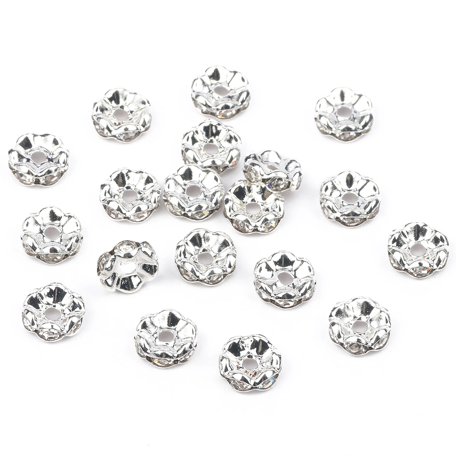 50 teile/los 4 6 8 10mm Welle Seite Strass Rondellen Kristall Spacer Perlen für DIY Schmuck Machen Armband Zubehör liefert – Detail 11