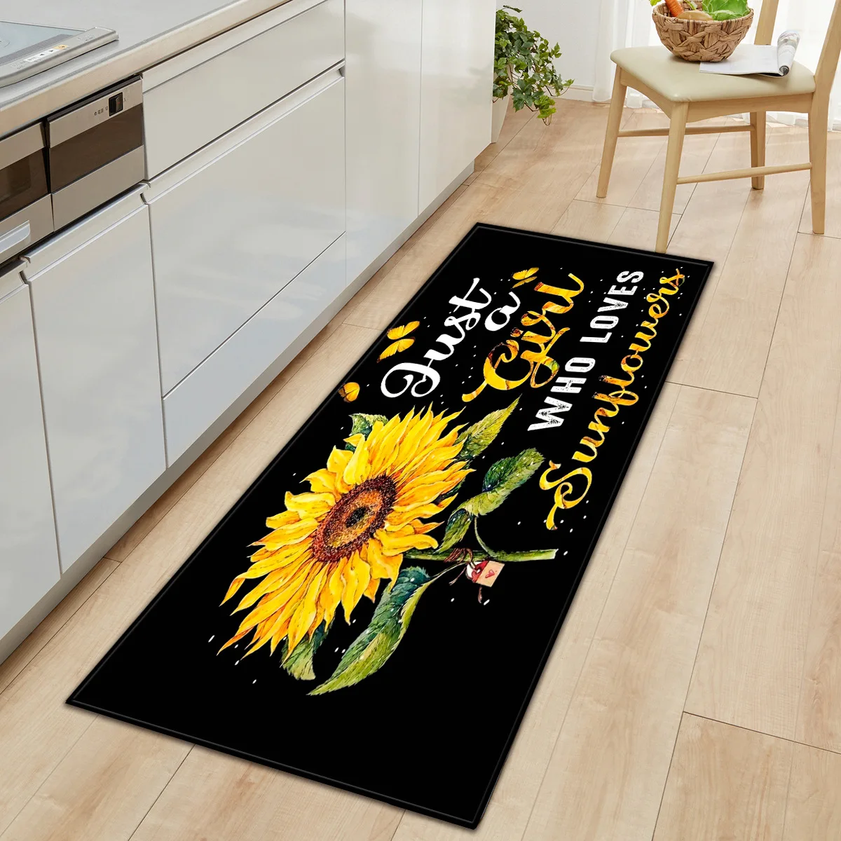 3D Sunflower Kitchen Rug Anti slip Long Strip Living Room Carpet Soft