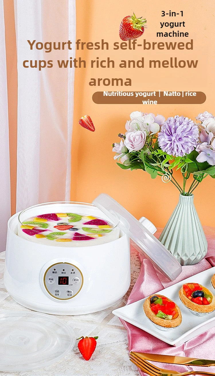 Description Picture 2 of item1.7L Yogurt Machine with Glass Liner Intelligent Multi-functional Self-made Yogurt Machine Can Be Timed and Energy-saving 3-in-1