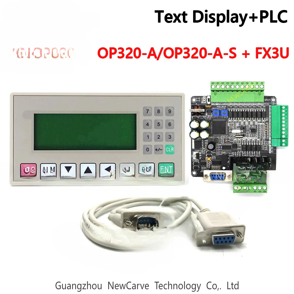 op320-a-op320-a-s-text-display-industrial-control-board-and-fx3u-14-24-48-56-plc-with-db9pin-communication-cable-newcarve