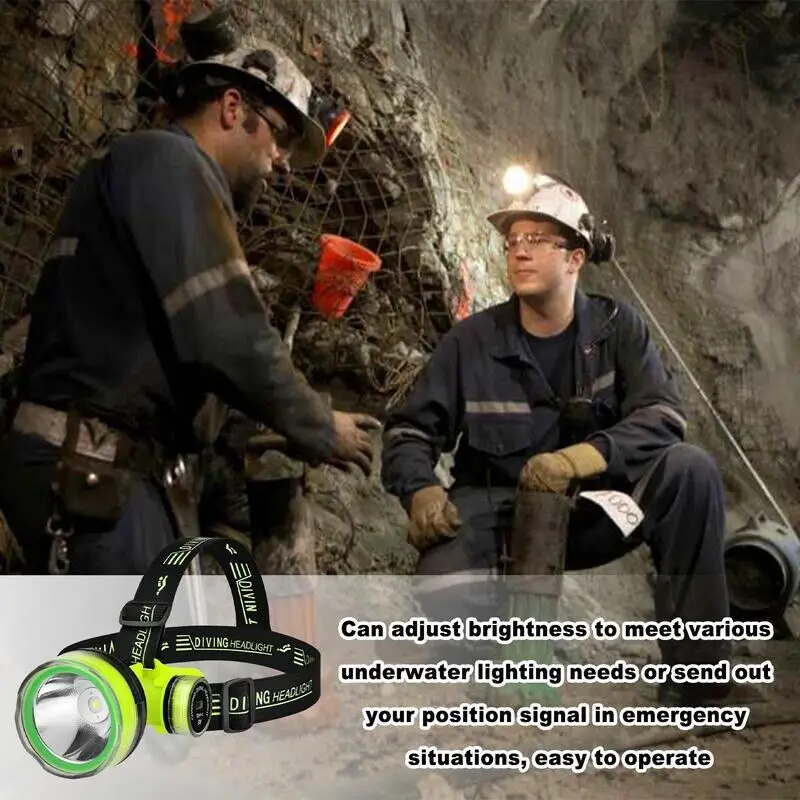Description Picture 6 of itemLED Diving Headlamp USB Charging Headlight Scuba Dive Head Flashlight Waterproof Underwater Head Lamp Submarine Light Dive Light