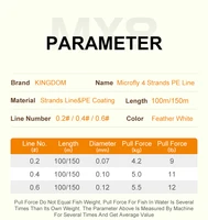 Kingdom Microfly 4 Strands Braided PE Fishing Line 0.2# 0.4# 0.6# 100m 9-12 LB High Quality Casting Far Carp Wire Fishing Tackle 2