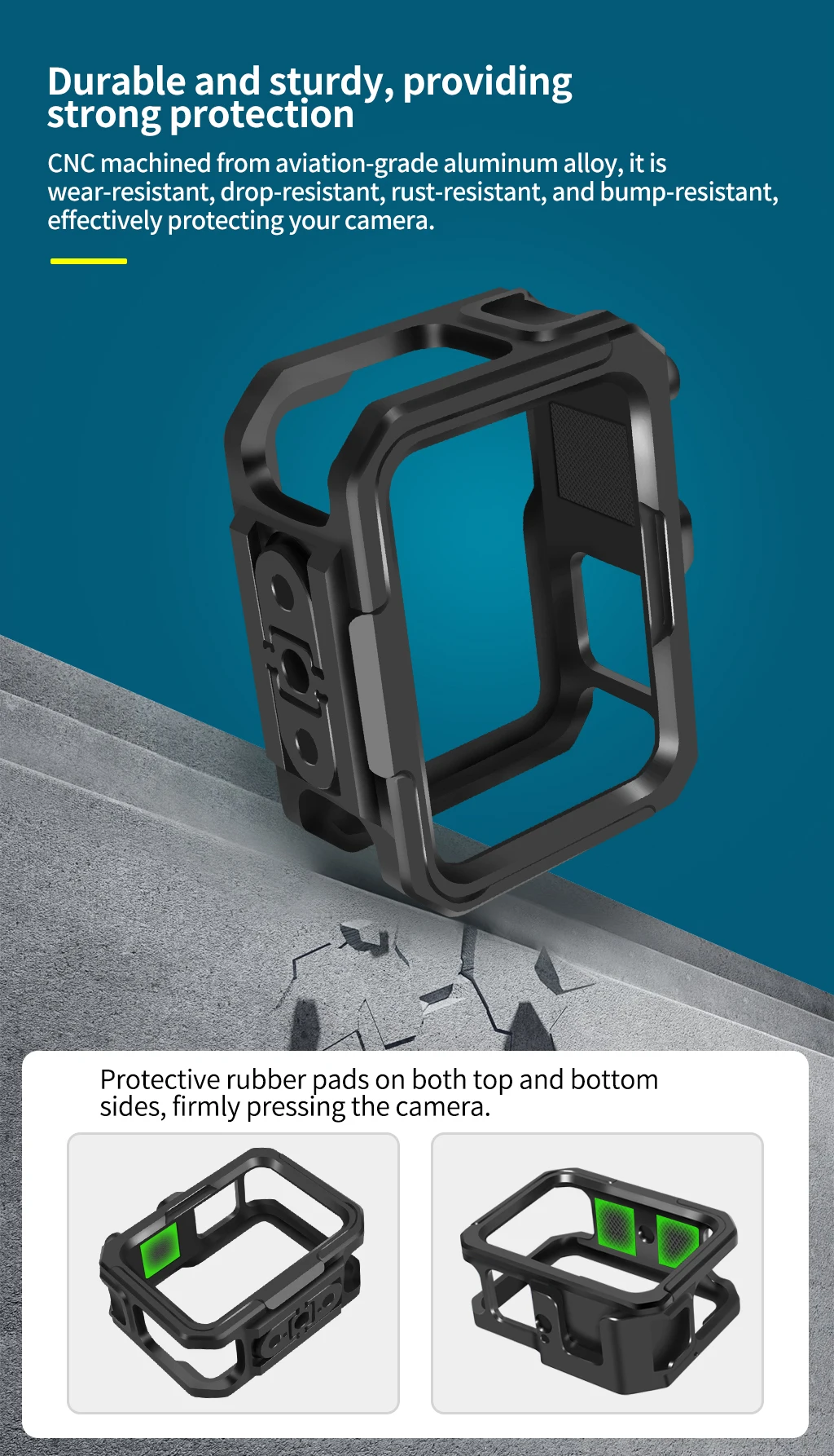 Für Gopro 13 12 9 Kamerarahmen Metallkäfig mit Kaltschuhhalterung Magnetische faltbare Adapterhalterung für GoPro Hero 11 Actionkamera – Detail 7