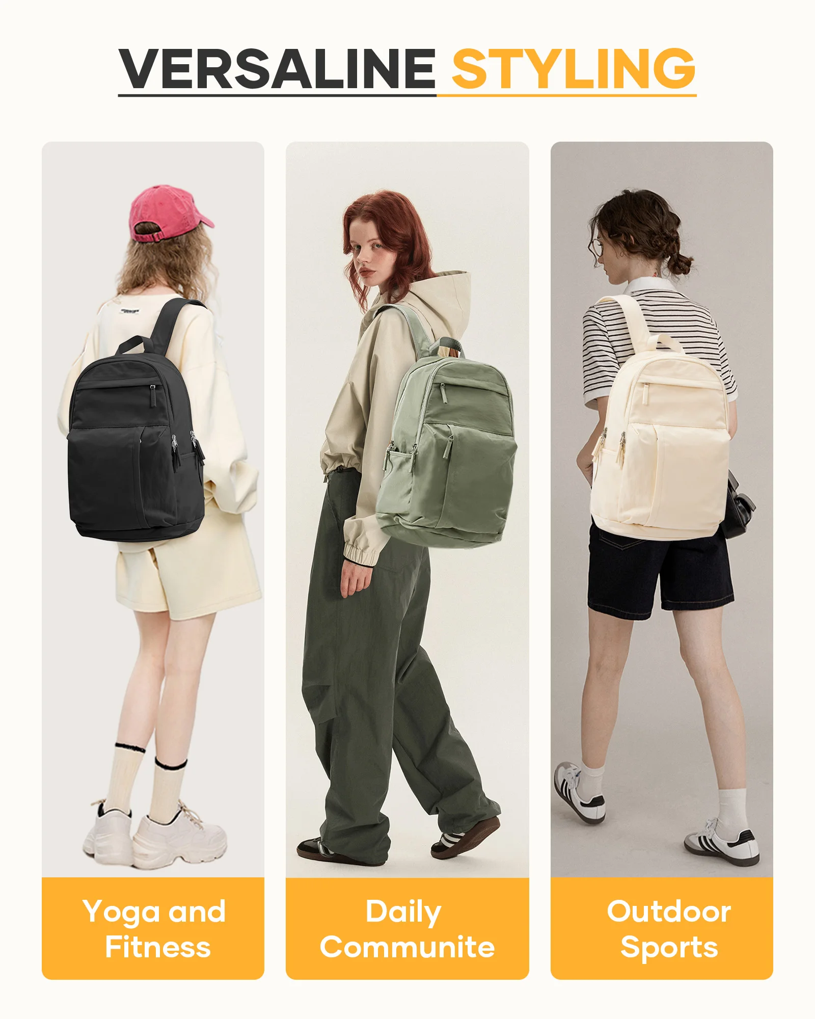 Schoolbag, female college student commuter backpack, computer backpack, college style, super cute, good-looking，beige 5