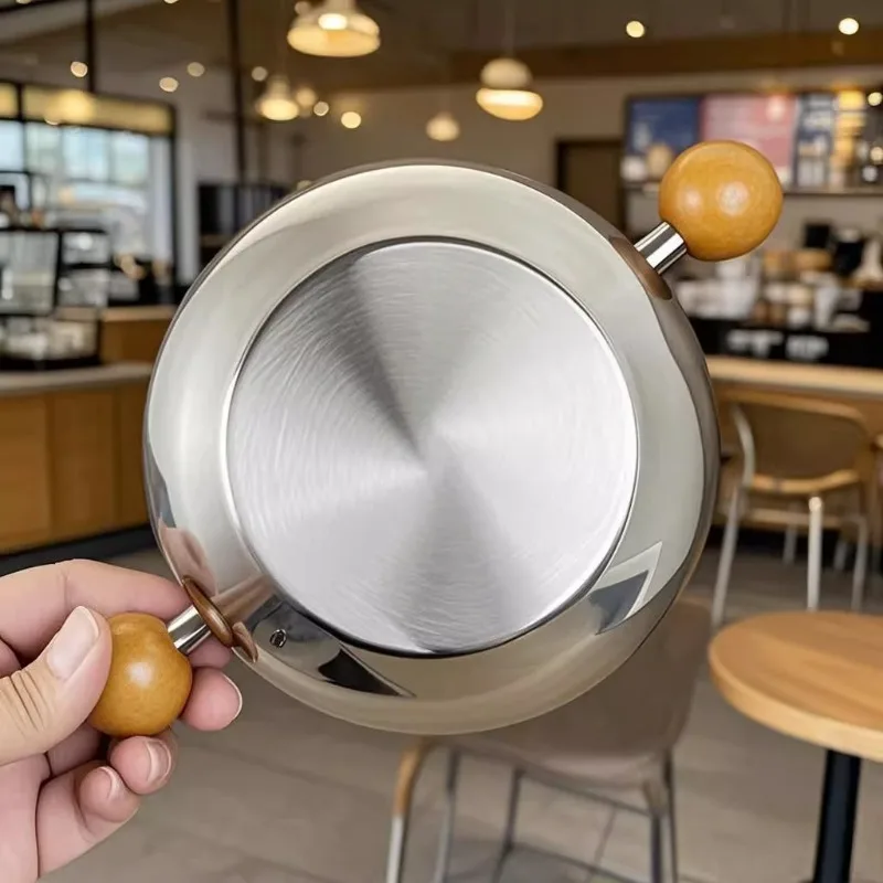 The Tall Looking Double Eared Pot Is Made of 304 Stainless Steel Is Suitable for One Person To Use for Fruit Salad and Yogurt