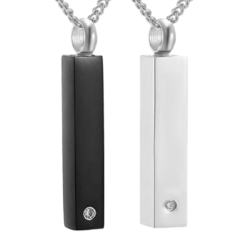 

Diamond Inlaid Cremation Urn Bar Jewelry Pet Cremation Jewelry Ashes Necklaces Creative Pet Cremation Jewelry