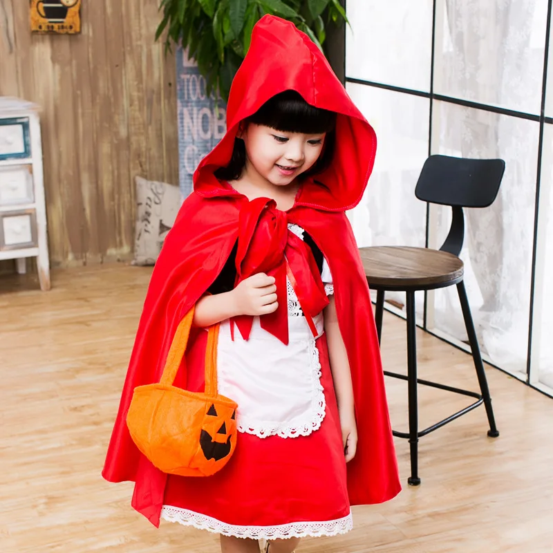 2022LittleRedRidingHoodCostumeCapeHalloweenCapeletCosplayPrincessCloakforFantasia