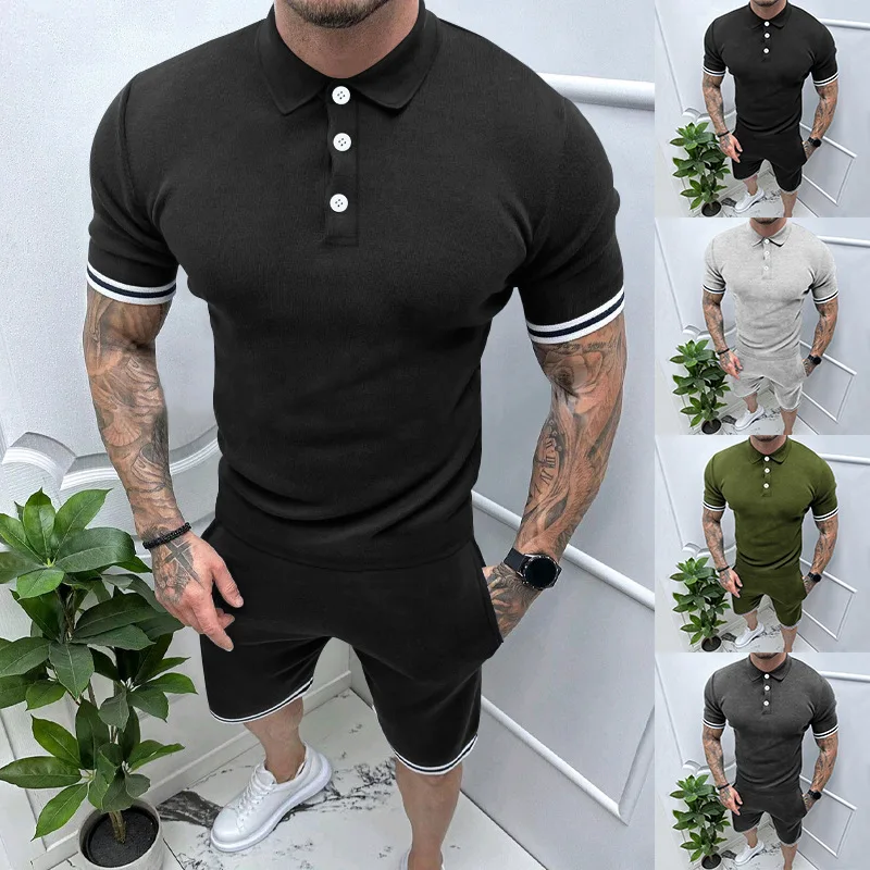 2024 Spring/Summer New Polo Shirt Men's Short sleeved T-shirt Shorts Men's Two piece Sports and Casual Men's Set