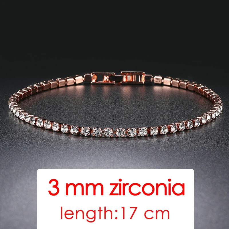 Rose Gold Cubic Zirconia Tennis Bracelet - Elegant Fashion Jewelry Gift