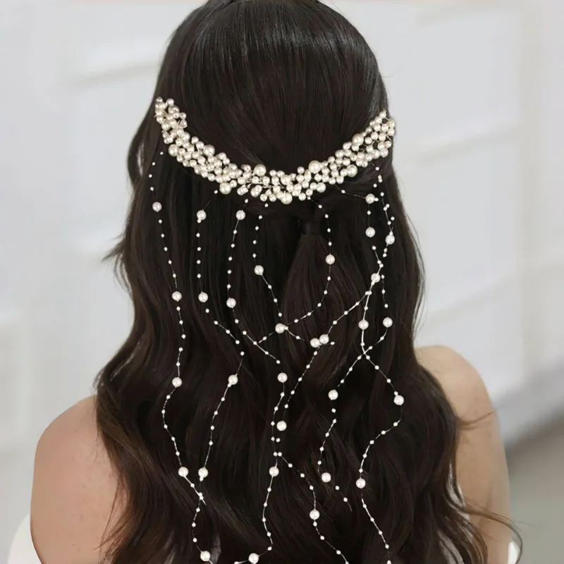 

Luxury Pearl Hair Comb with Long Tassel for Bridal Hair Accessories