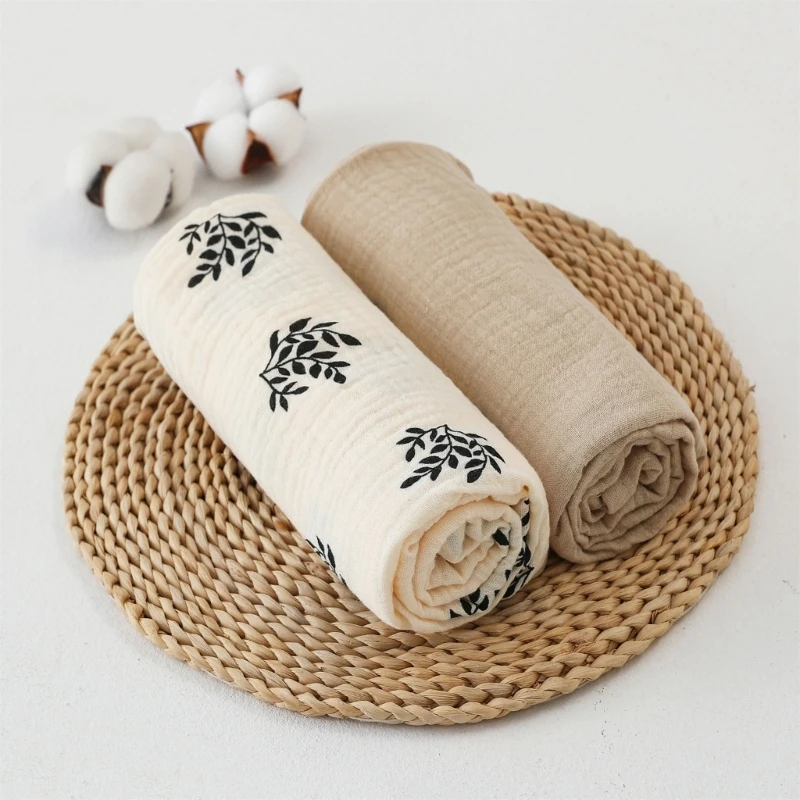 2pcs Cotton Swaddle Blanket Baby Blanket Floral Print Muslin Diaper Swaddle New Born Crinkle Fabric Born Stroller Cover 4