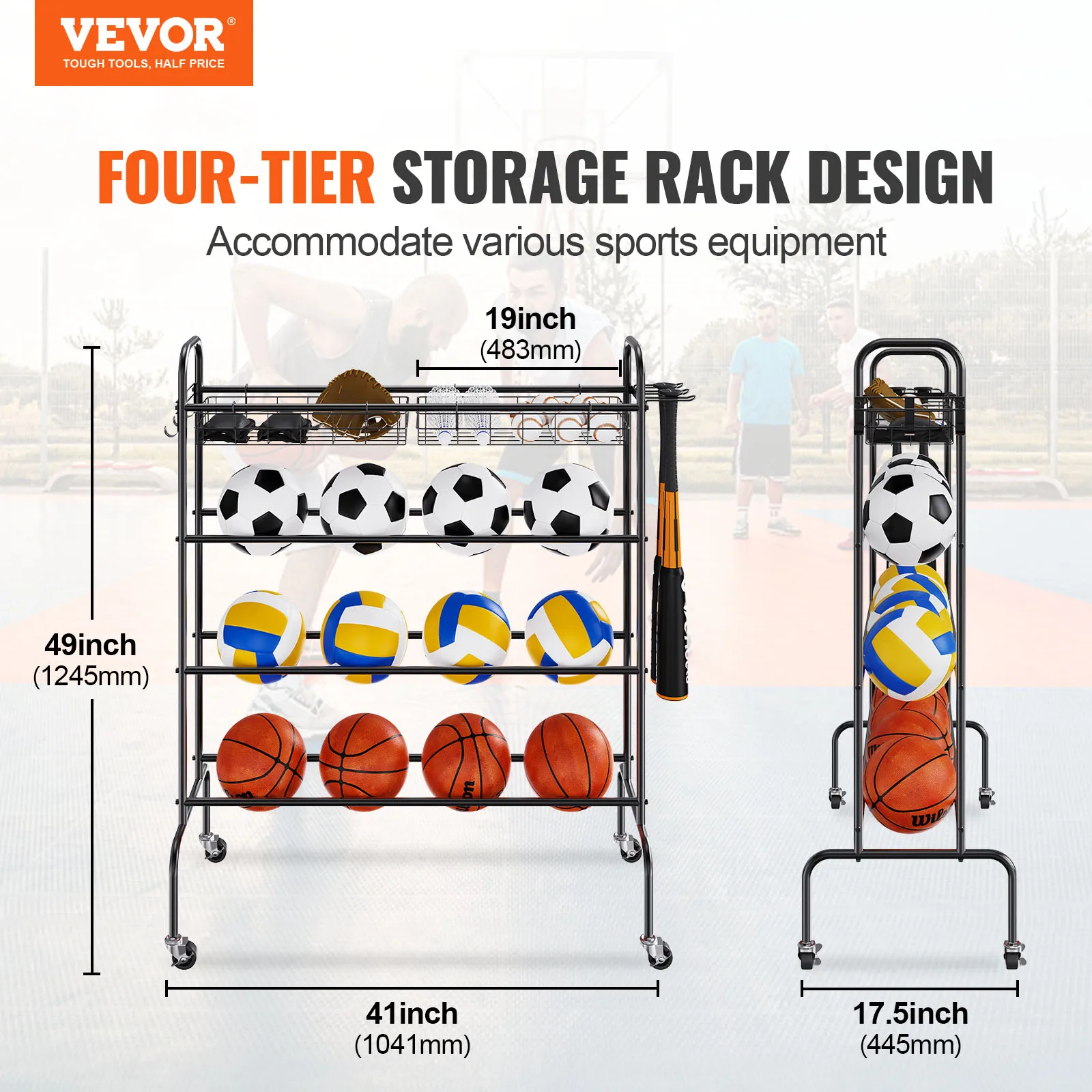 4-Layer Rolling Basketball Rack – Shooting Training & Storage 2