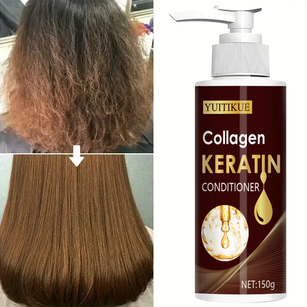 Keratin collagen conditioner, repairs oil control, moisturizing conditioner, smooth, anti-frizz, perm damage hair care.