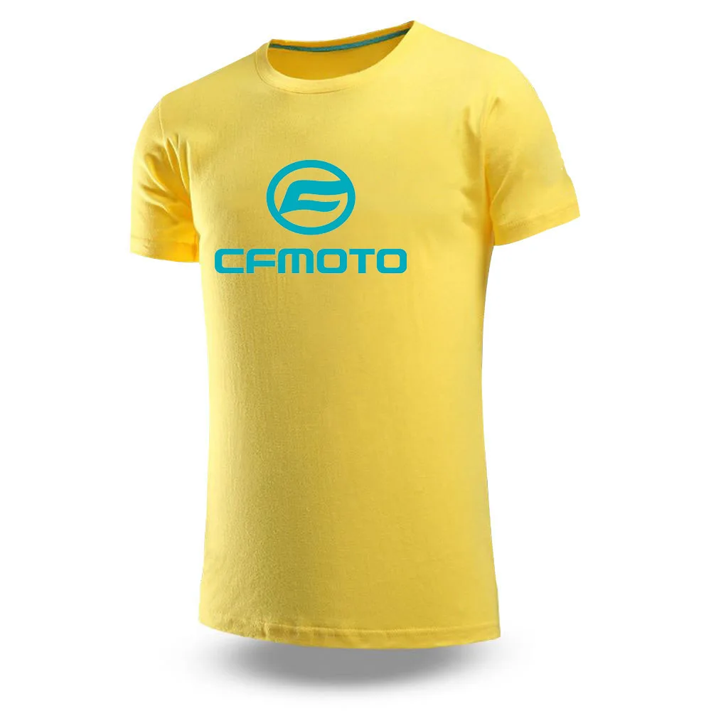 2023 New Summer Cfmoto Logo Print Ordinary Round Neck Comfortable Short Sleeve Men's Breathable Loose Casual Solid Color Tee Top