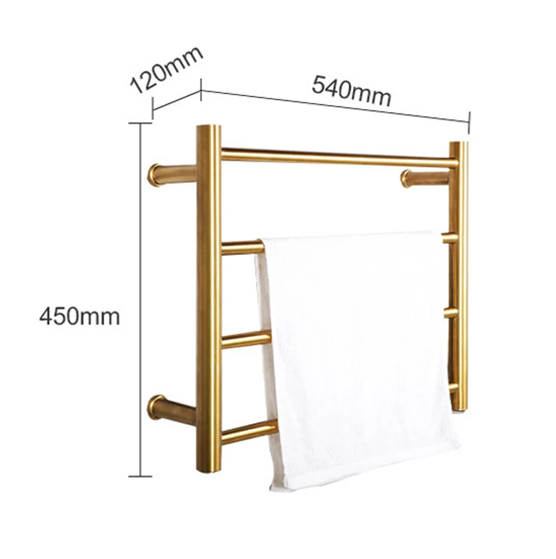Electric Towel Rack 304 Stainless Steel 45&deg;C Constant Temperature Heated Drying Towel Bar 540*450*120mm 110V/220V Waterproof