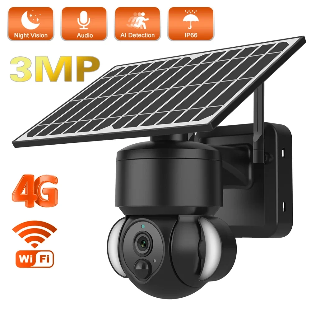 

PEGATAH 4G WIFI Solar Camera 4MP Outdoor PIR Detection Night Vision CCTV Battery Powered Security Surveillance IP PTZ Cameras