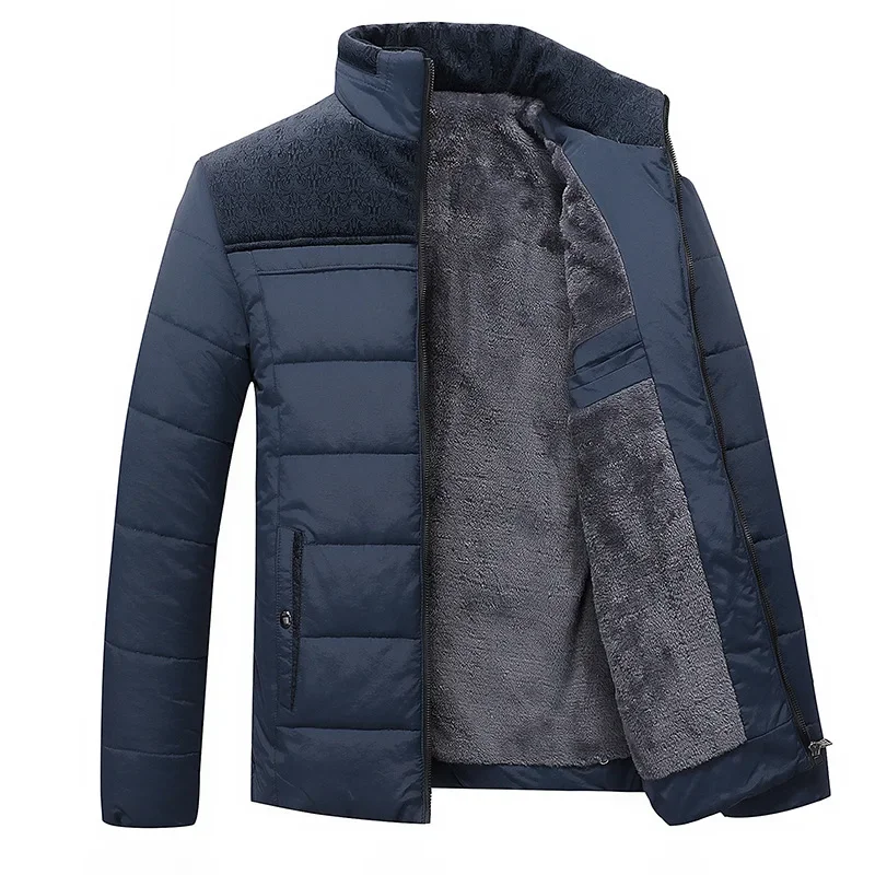 Description Picture 3 of item2024 Winter Jackets Men Plus Velvet Thick Mens Coats Solid Color Casual Warm Windproof Jacket Men Fleece Outerwear Coats Man