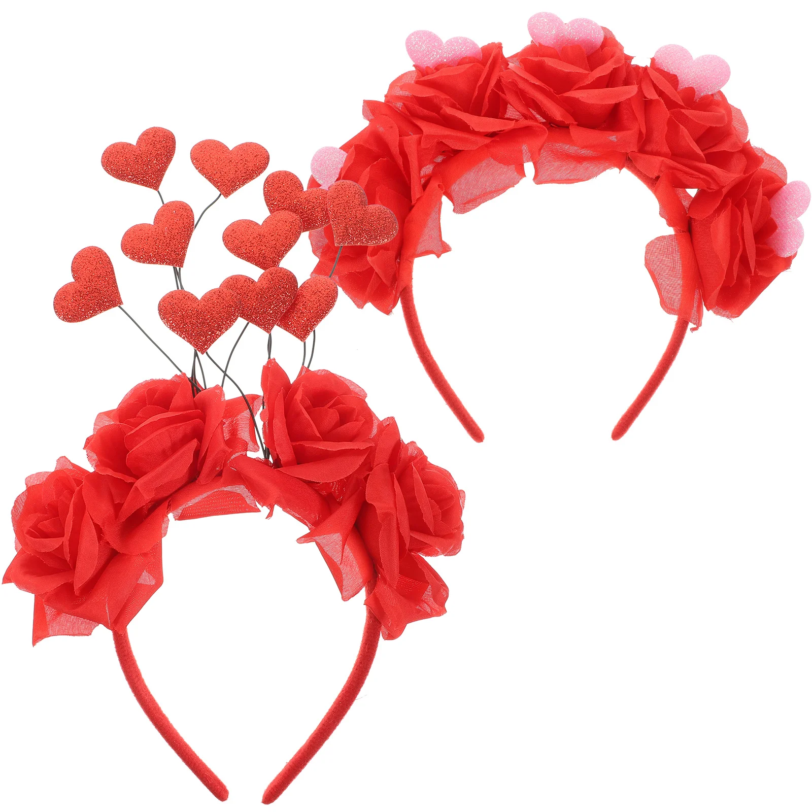 

Ободок на голову Женский, аксессуар для волос, цветочный ободок в форме сердца, ткань для взрослых, 2 шт., День святого Валентина
