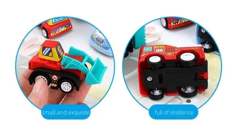 6 Stück Mini Inertial Pull Back Engineering Auto Set Kinder Cartoon Spielzeug Geburtstags geschenk – Detail 5