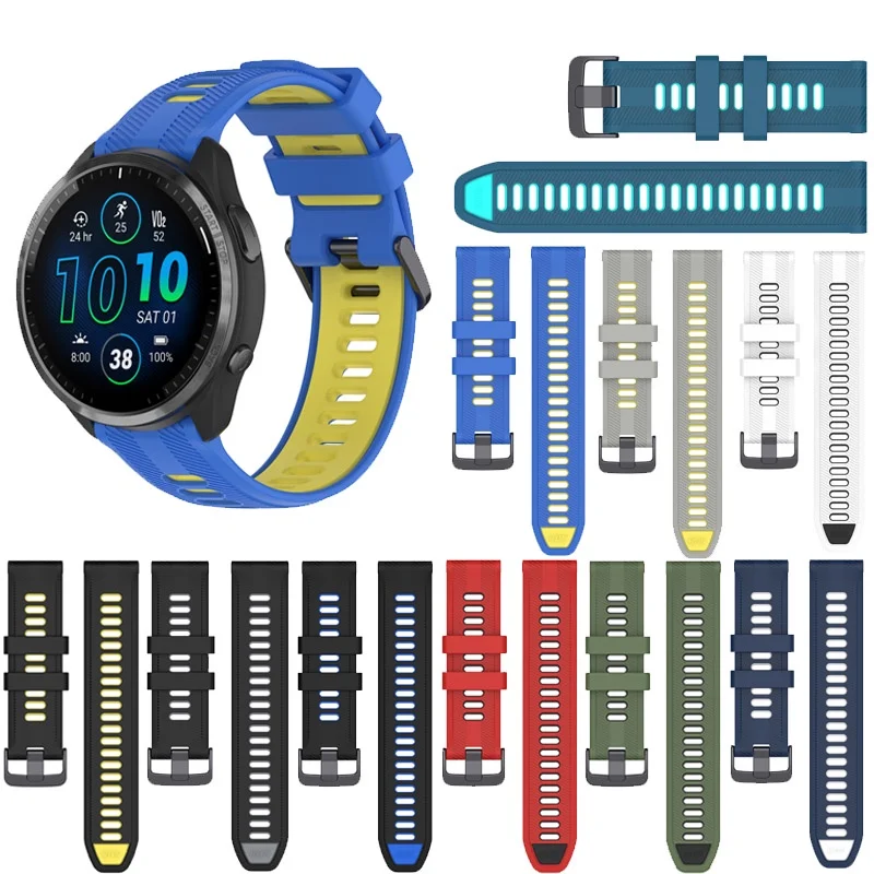 Stylish Two-Tone Sports Silicone Watch Band (22mm) Replacement Wristband Bracelet