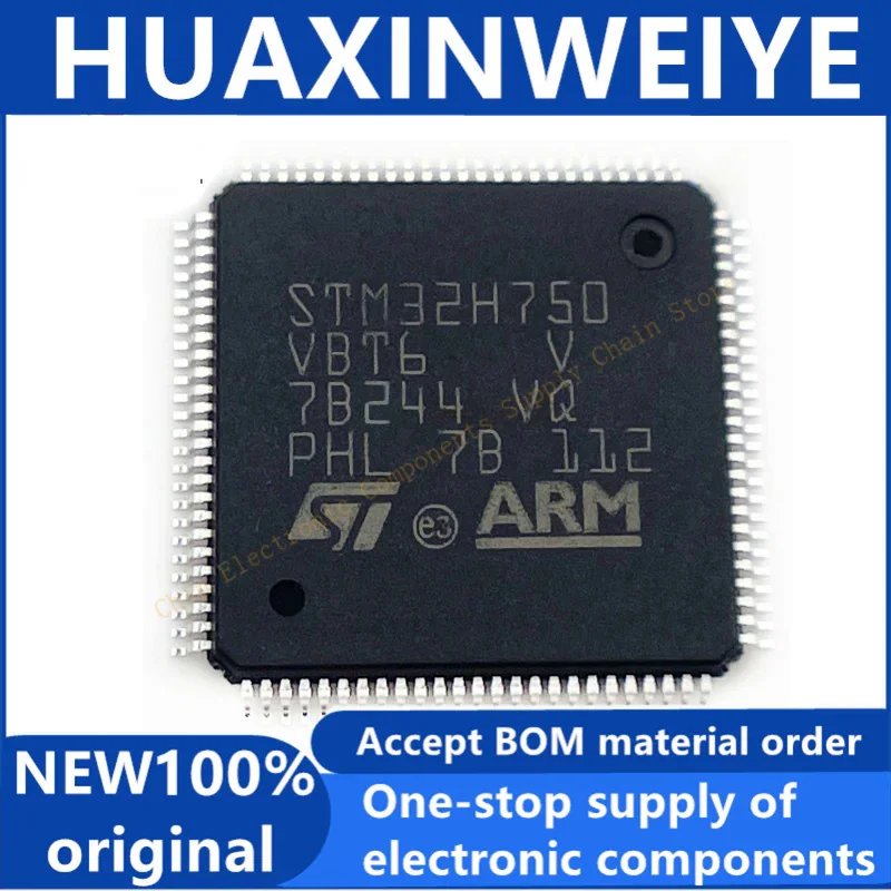 Original Genuine STM32H750VBT6 LQFP100 STM32 High Performance MCU STM32H7 Series Single Chip Microcontroller LQFP-100 1 pcs/lot single chip microcontroller
