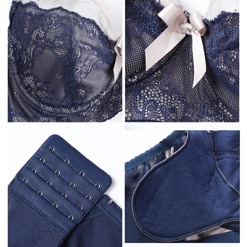 Reggiseno in pizzo da donna a copertura totale con ferretto leggermente imbottito Balconette 34 36 38 40 42 44 46 BBEFGH IJ - immagine 6
