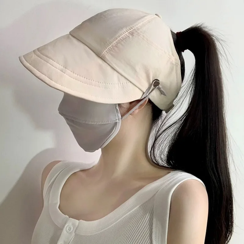 여성용 넓은 챙 어부 모자, 조절 가능한 단색 빈 탑 모자, 야외 캐주얼 스포츠 햇빛가리개 모자, 패션 액세서리, 여름