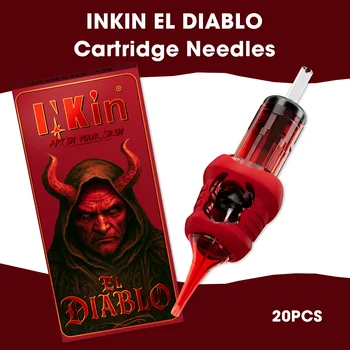 Aghi per Tatuaggi INKin EL DIABLO con Impugnatura in Silicone Morbido e Membrana di Sicurezza, Flusso d'Inchiostro Stabile per Macchine da Tatuaggio