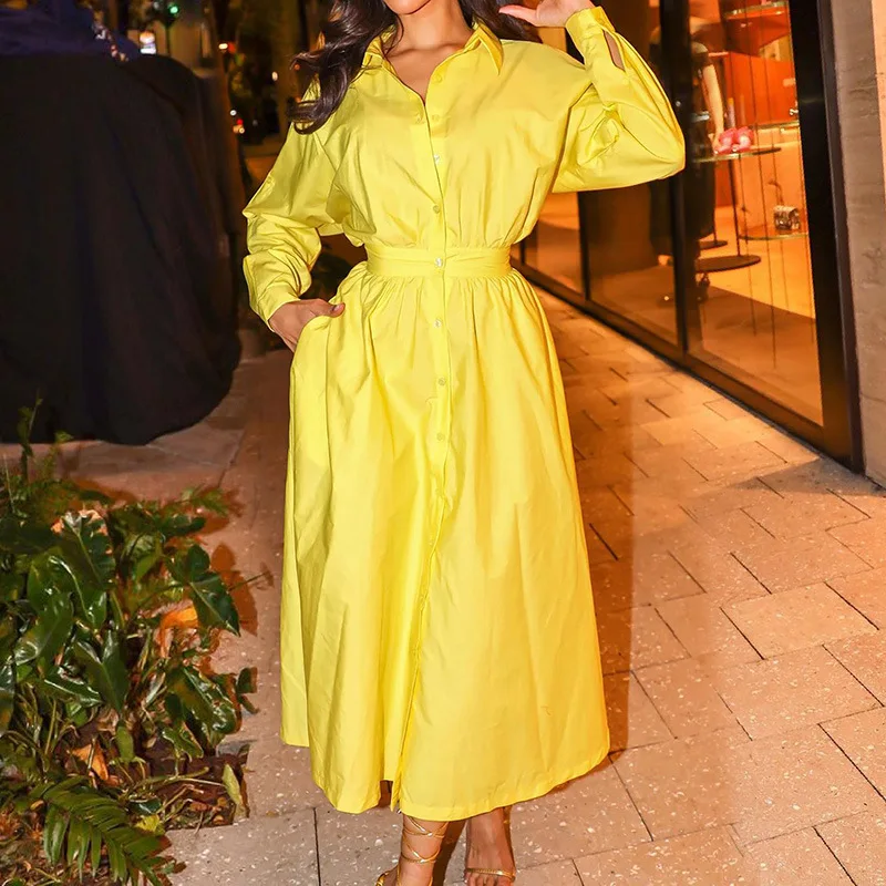 

Solid Button Loose Dress Abaya Women 2023 New Shirt Dresses Ramadan Abayas Caftan Kaftan Elegant Vestidos Eid Muslim Women