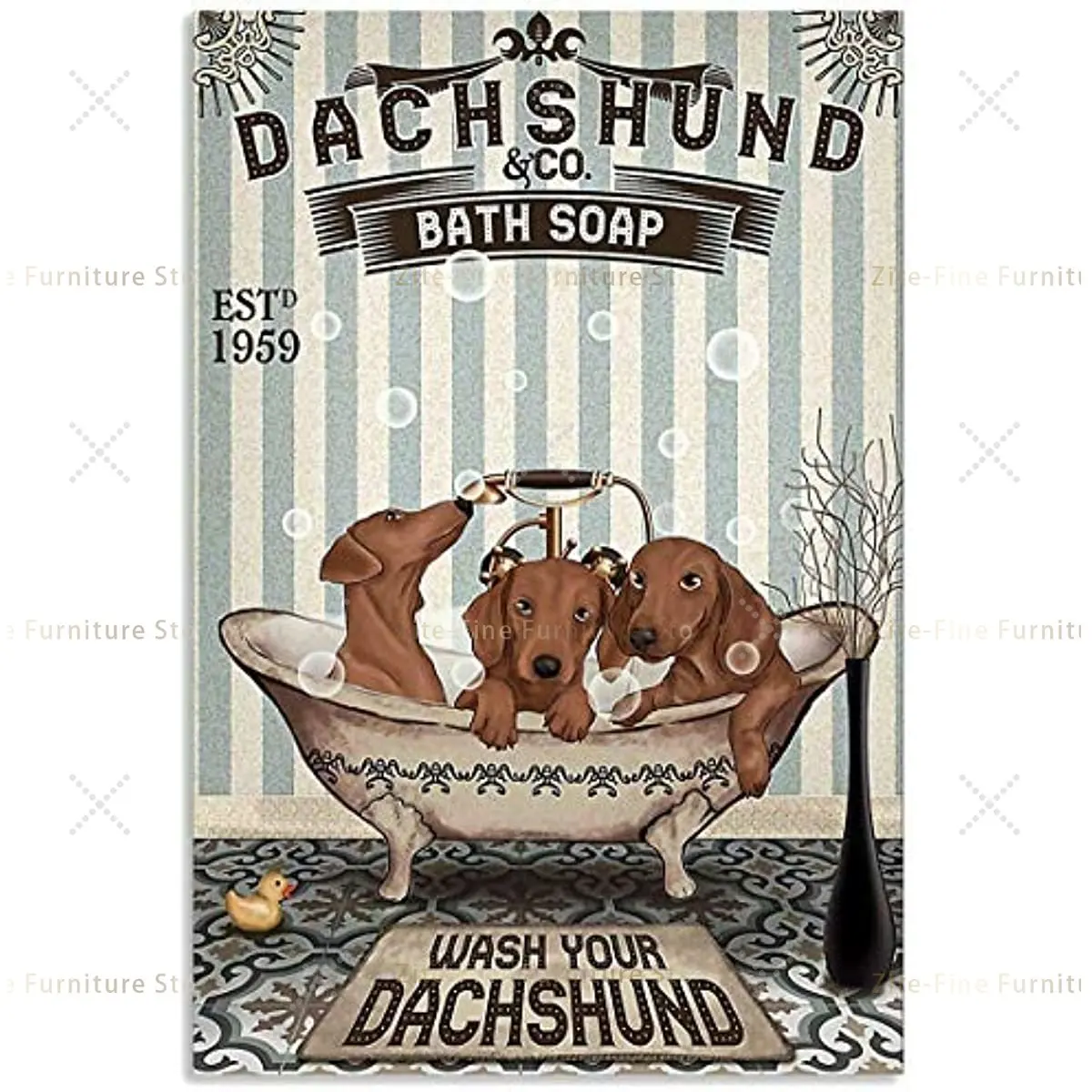 

ZITE For Metal Sign Dachshund Bath Vintage Style Metal Sign Iron Painting for Indoor & Outdoor Home Bar Coffee 8 X 12 Inch