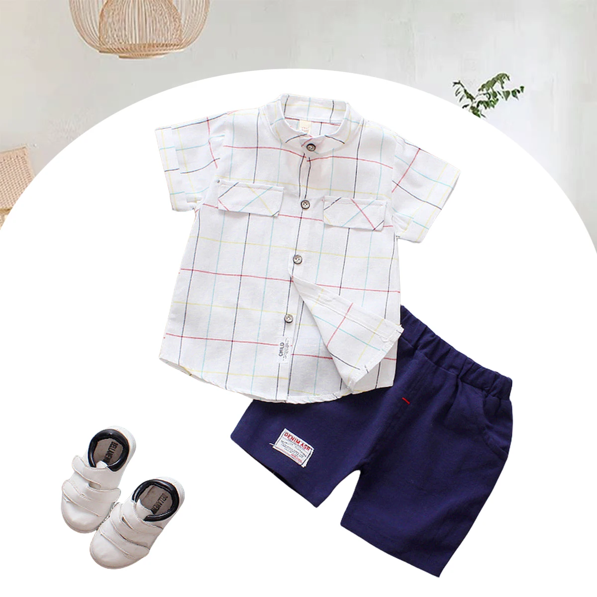 2/piece set boys set summer short sleeved shirt Korean version children's clothing baby summer casual breathable