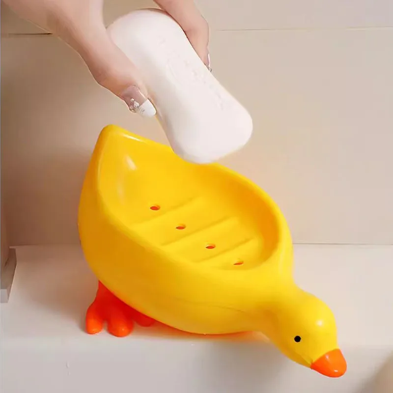 Soap Tray Self-draining Soap Rack Cute Duck-shaped Creative Rack for Shower Bathroom Kitchen Tub Sink Tray Bracket Bathroom soap rack