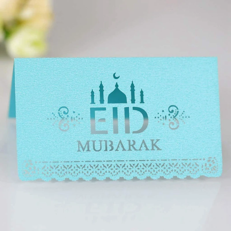 Eid 무바라크 엽서 카드, 라마단 파티 좌석 카드, 빈 장소 카드, 해피 Eid 라마단 카림 무슬림 카드, 100PC
