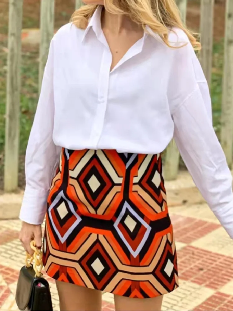 

Женская мини-юбка с принтом, с завышенной талией