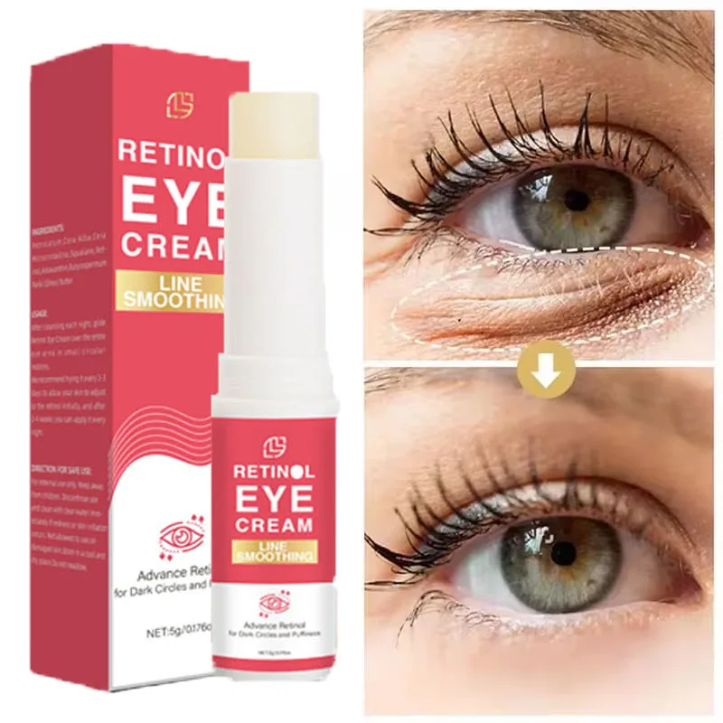 Retinol Eye Cream Stick Anti-Wrinkle Remove Eye Bags Dark Circles Puffiness Brighten Serum Fade Fine Line Man Woman Care