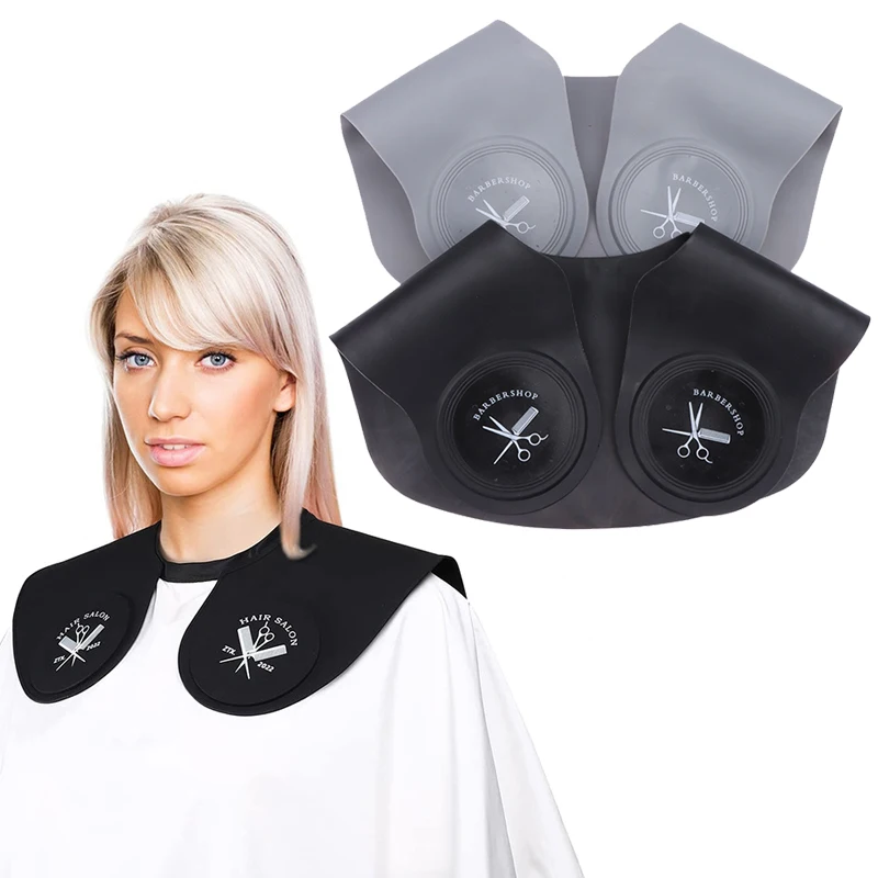 실리콘 헤어 커팅 칼라 염색 숄 미용 케이프 넥 랩 가드 헤어컷 숄더 패드 스카..