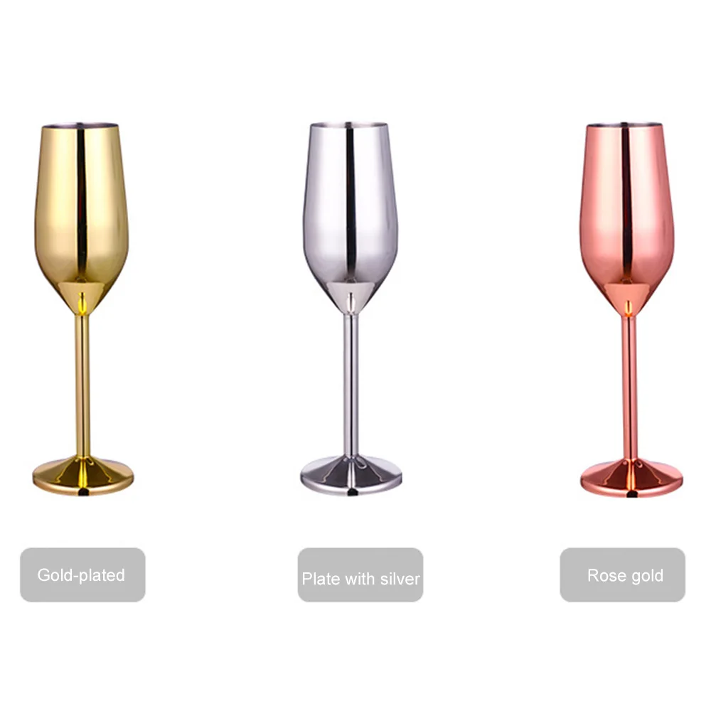 Stainless Steel Champagne Cup Wine Glass Cocktail Glass Metal Wine Glass Bar Restaurant Goblet Drinkware Wine Tumblers RE