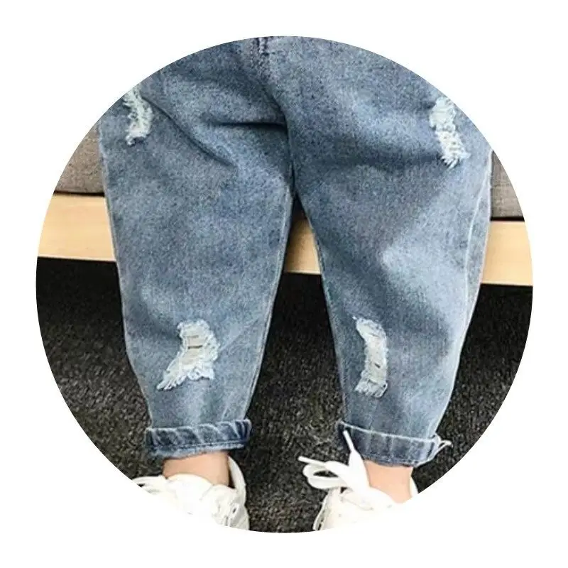 Boys Casual Jeans Children Denim Ripped Jeans Kids Trousers Toddler Girl Fall Clothes 2 3 4 5 Years Baby Harem Pants Baggy Jeans - 6