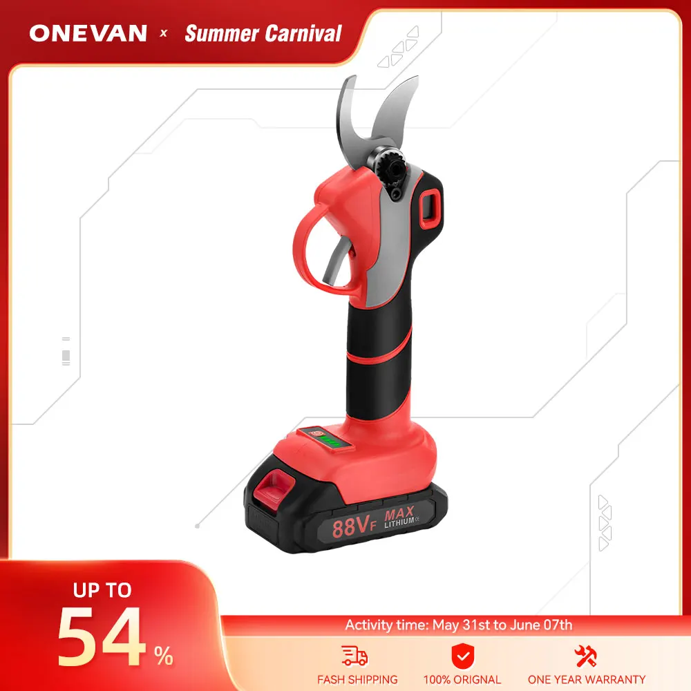 ONEVAN 30mm 4Gears Brushless Electric Pruning Shears Cordless Rechargeable Fruit Tree Bonsai Pruning For Makita 18V Battery