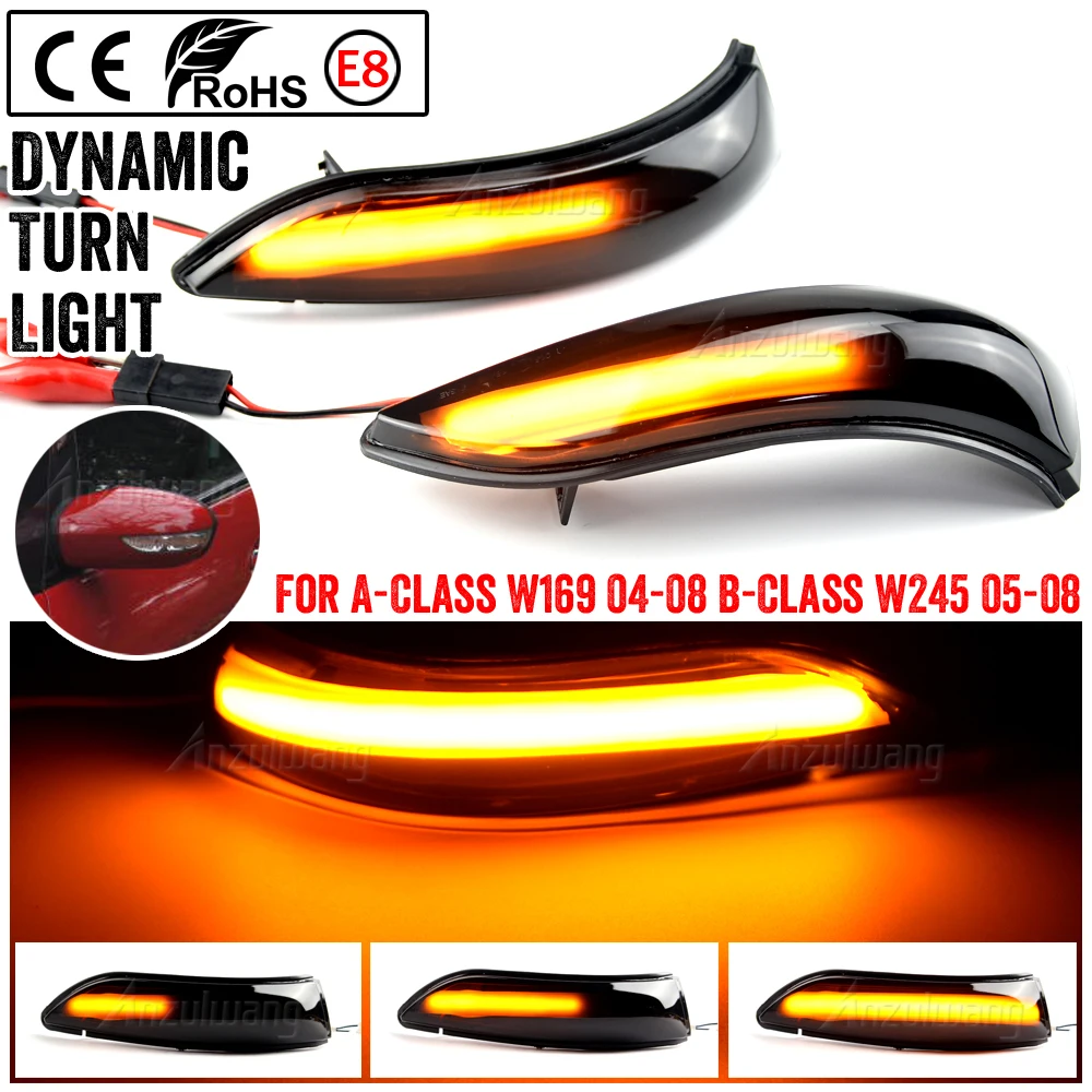 

Turn Siganl Lights For Benz A B Class W169 W245 2004 2005-2008 LED Side Wing Dynamic Turn Signal Light Rearview Mirror Indicator