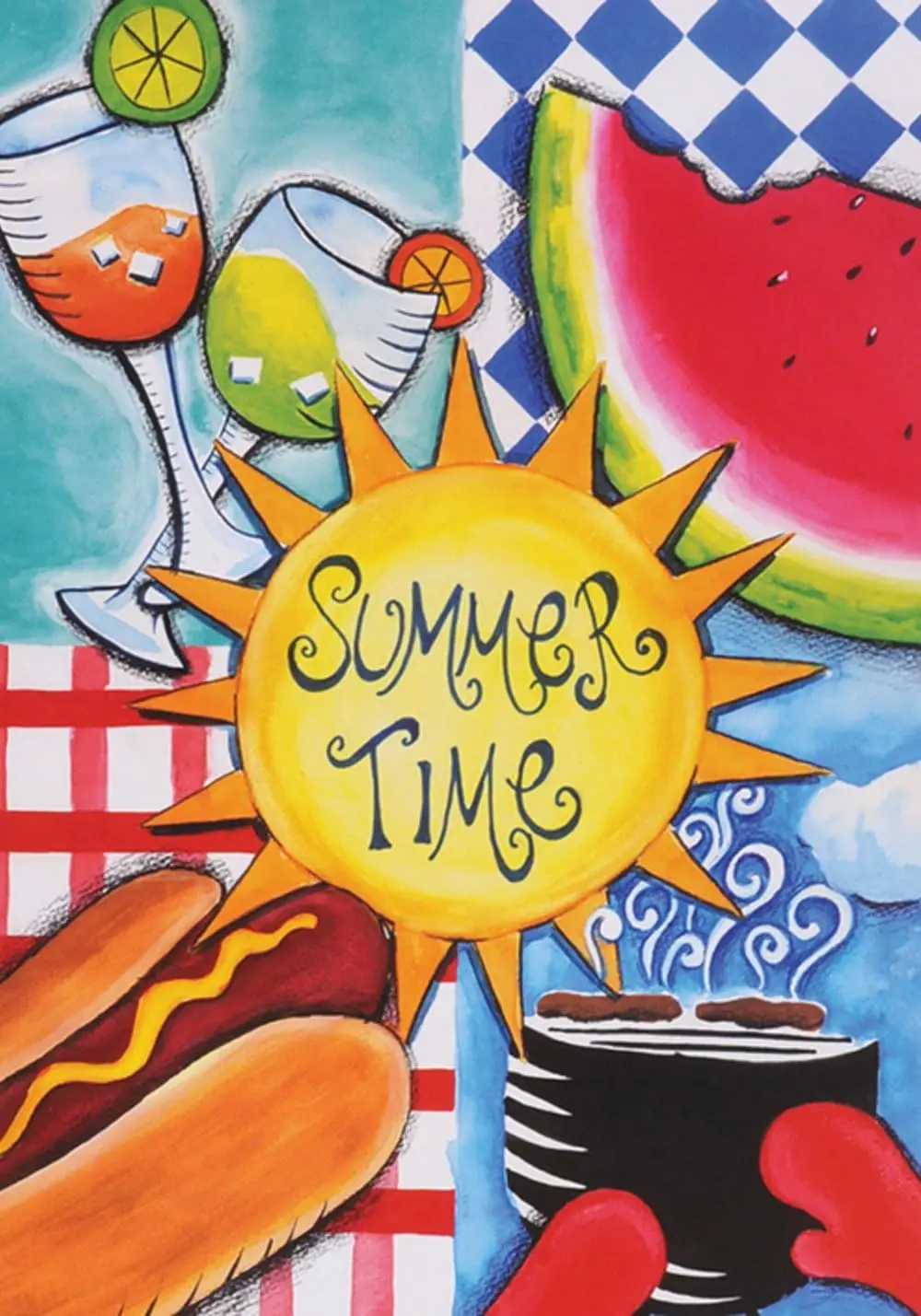 

Watercolor Home Garden Summer Fun Summer Flag 12x18 Inch Double Sided Summer Garden Flag for Outdoor House Picnic Flag Yard