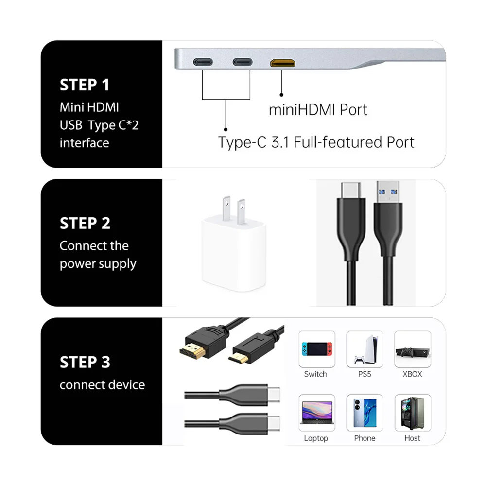 ELSA ޴  CŸ ̴ HDMI ũ, PC Ʈ Xbox PS4 PS5 ġ, 60HZ ÷, 15.6 ġ FHD 1920X1080