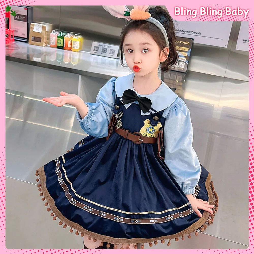 

Judy Hopps Police Girl Autumn Winter Princess Dress New Long Sleeve Temperament Gown Western Style Children Halloween Dress