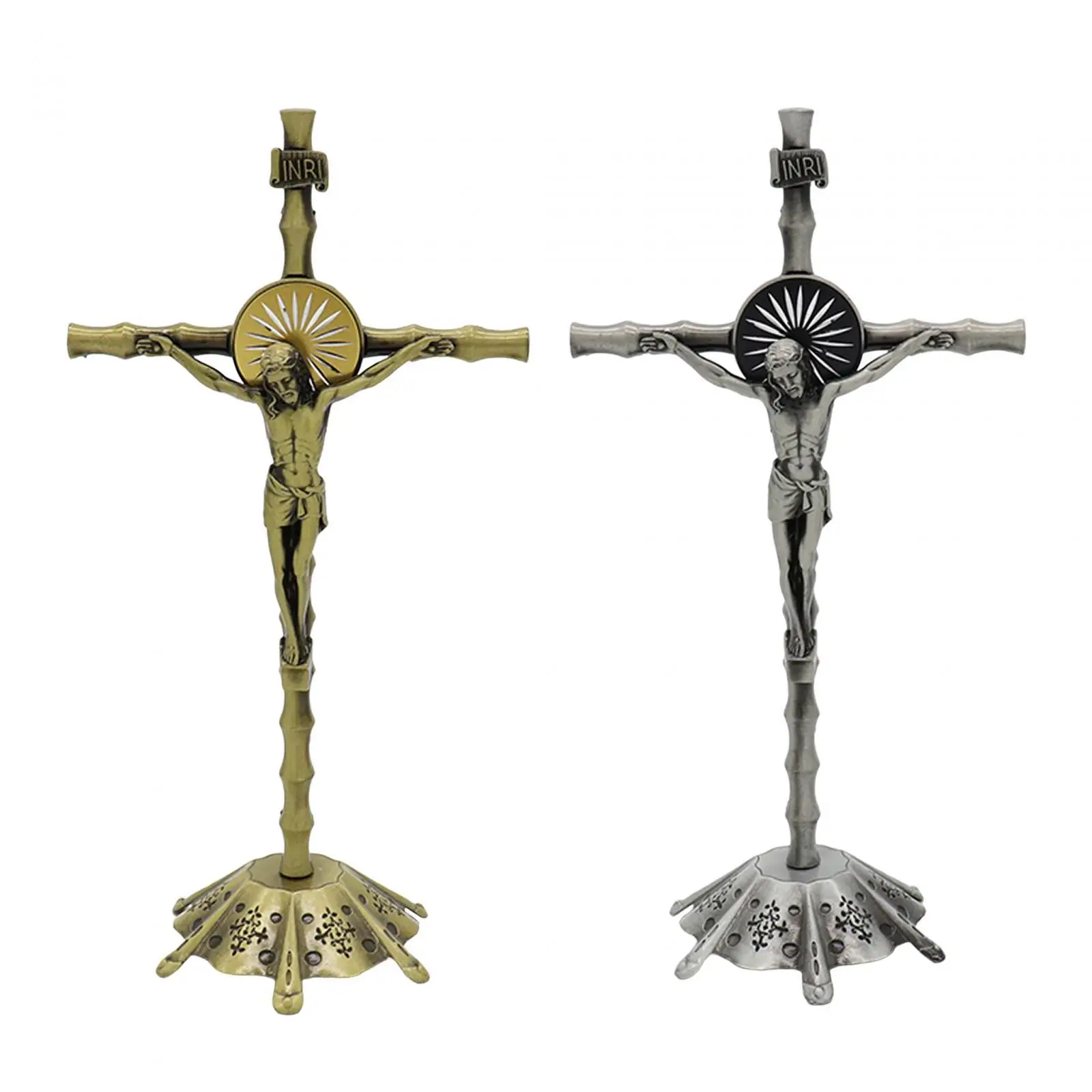 Wall Cross Standing Crucifix, with Base, Sculpture Crucifix Figurine Cross Statue for Home Wall Cross Standing Crucifix, with Base, Sculpture Crucifix Figurine Cross Statue for Home